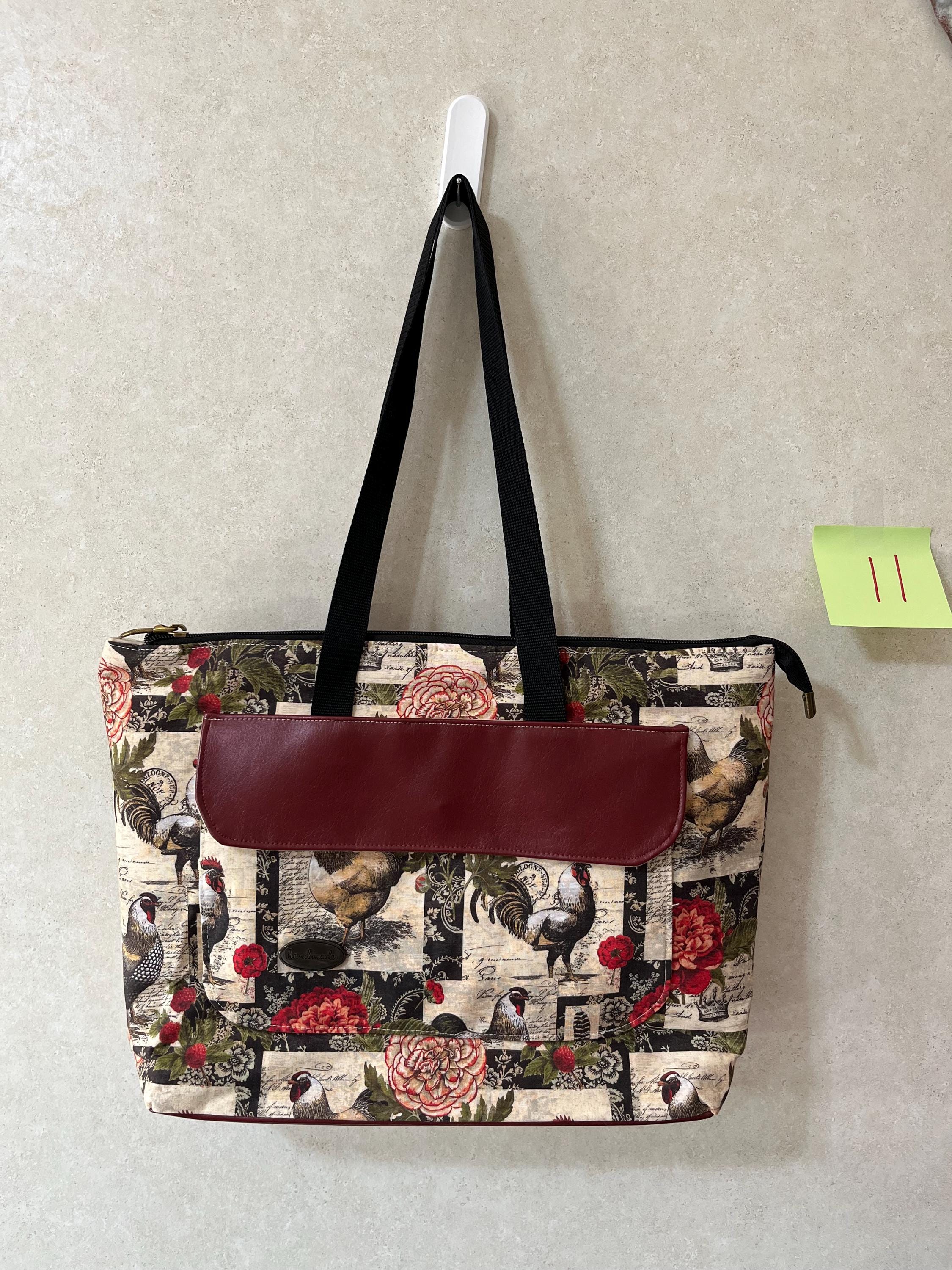 Farm Life Chicken Tote Bag: Zipper Pocket, Magnetic Snap