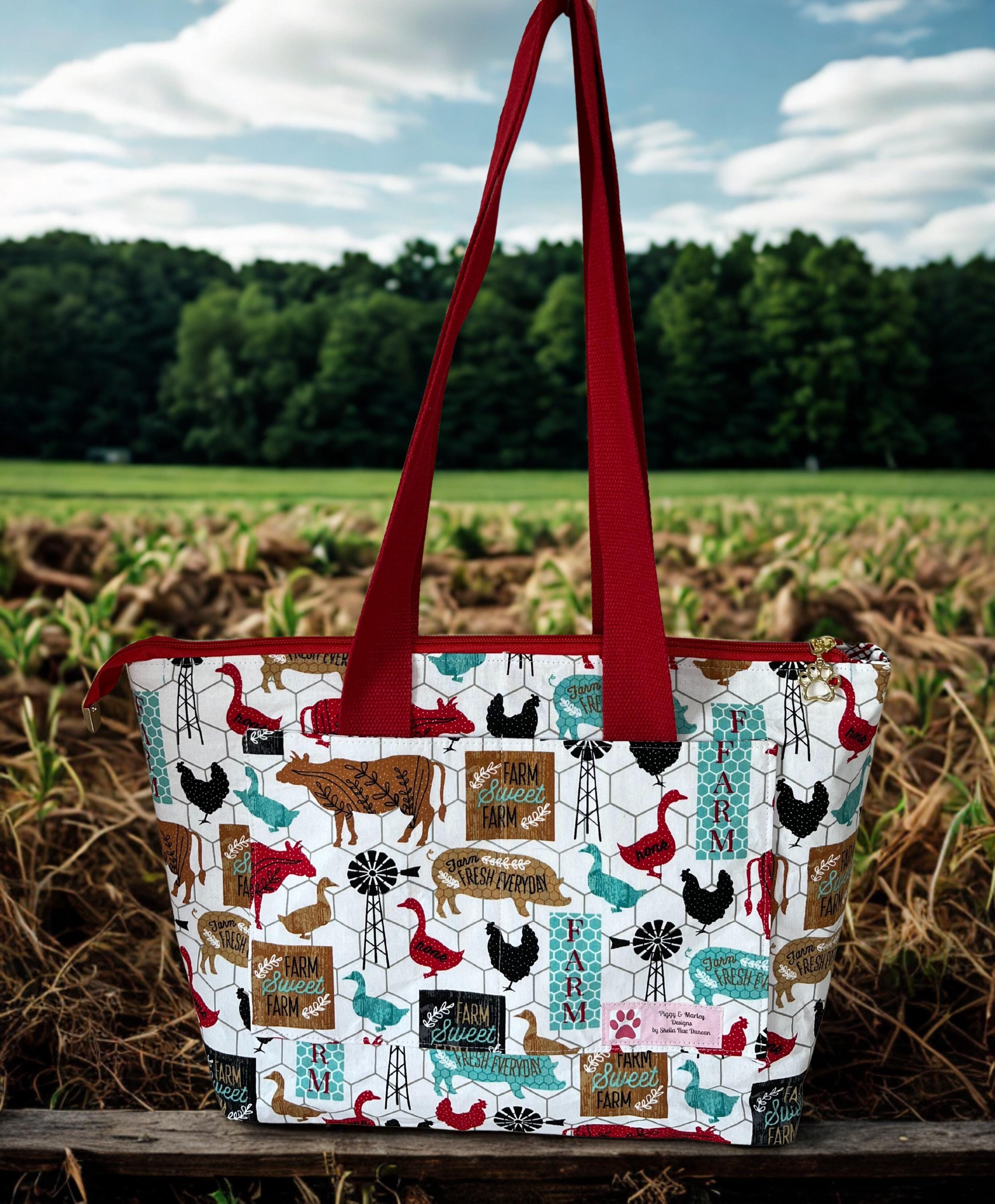 Handmade Chicken Print Tote #3