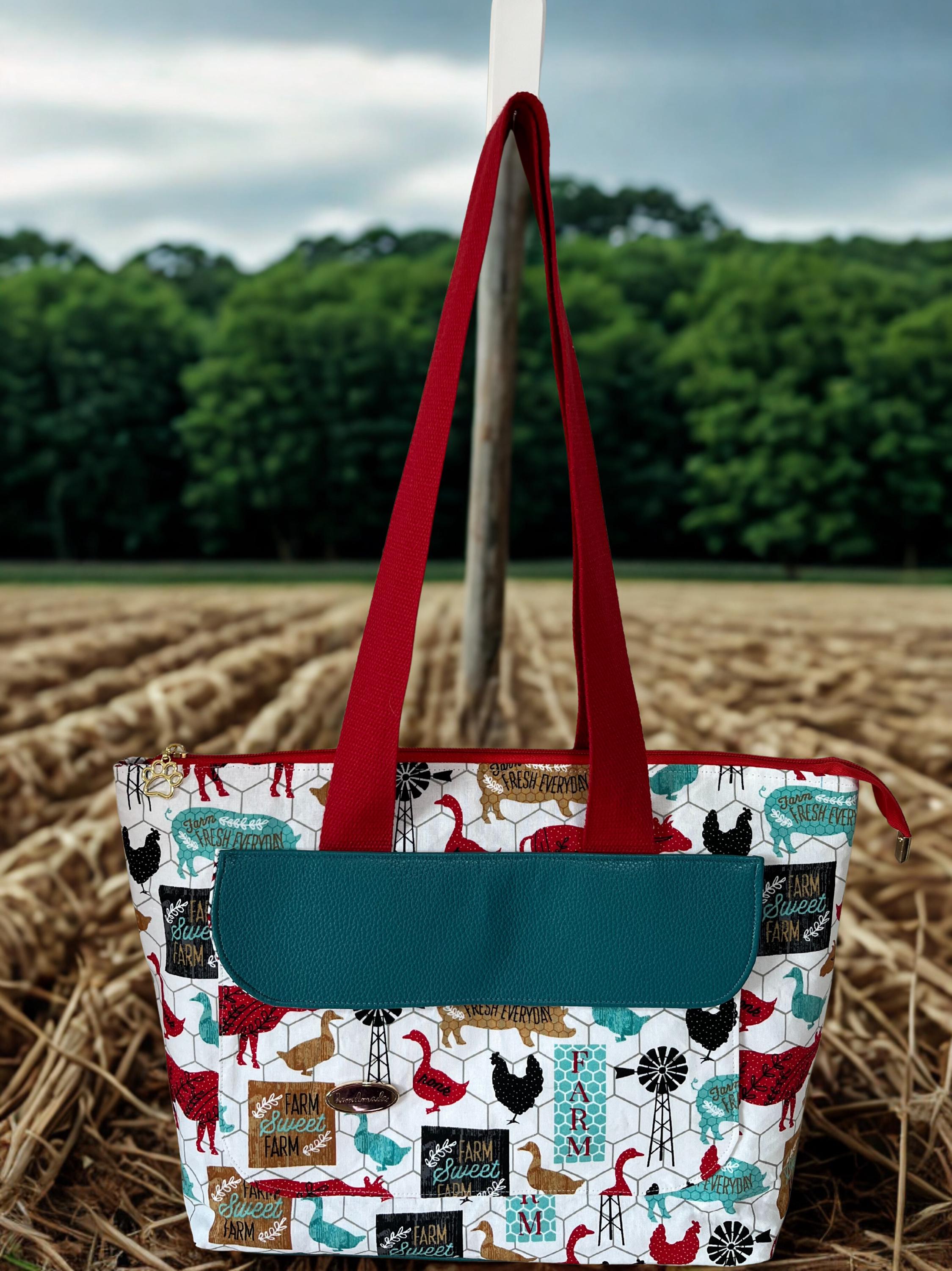 Handmade Chicken Print Tote #3