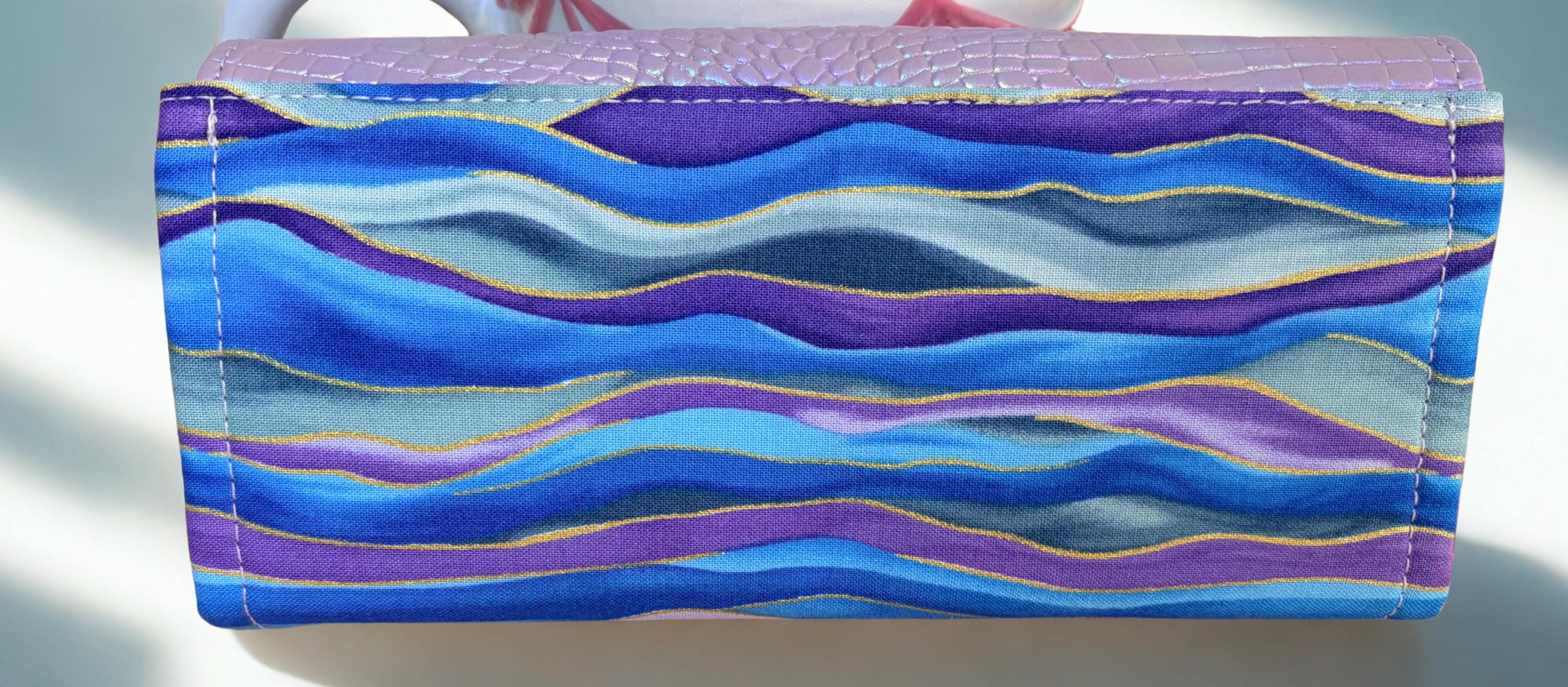 Iridescent Croc Embossed Wallet: 12 Card Slots, Zippered Coin Pocket